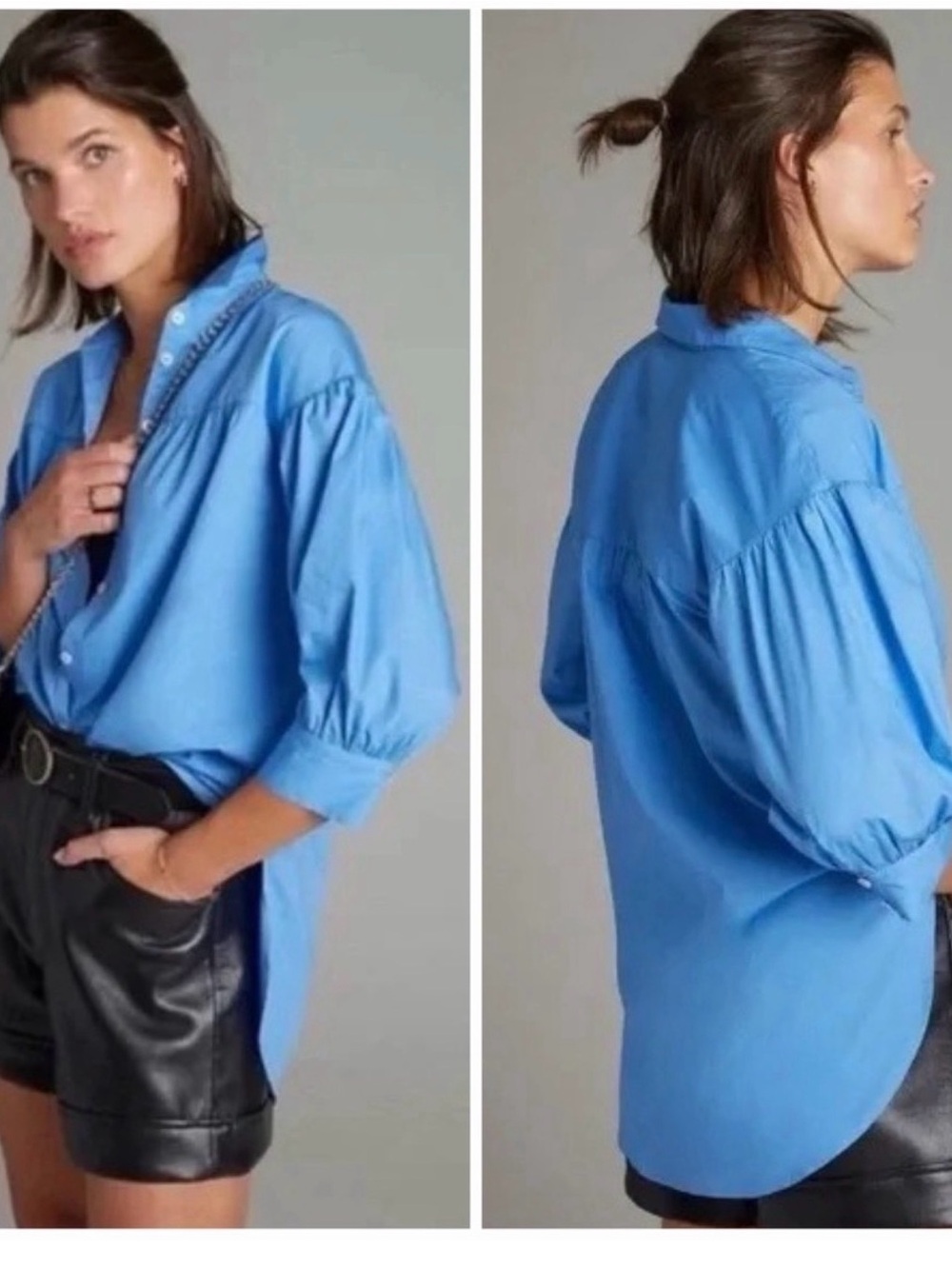 Maeve by Anthropologie Classic Blue Button-Up Women's Top